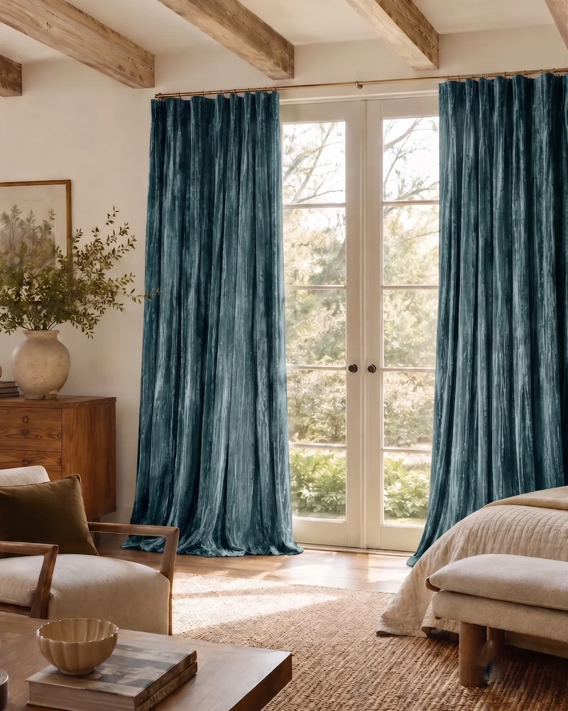 Ripple Velvet Custom Curtain