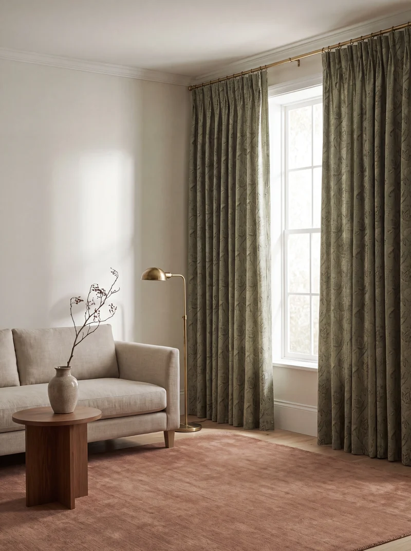 TheNottingHome x TheHues Cottage Bloom Linen Blend Floral Patterned Custom Curtain