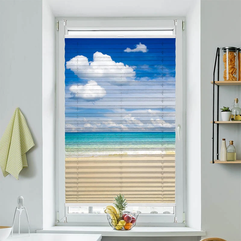 Wabenplissee Motiv "Meer Himmel Strand"
