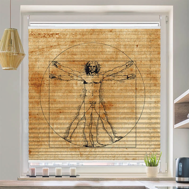 Wabenplissee Motiv "Vintage Vitruvian Man"