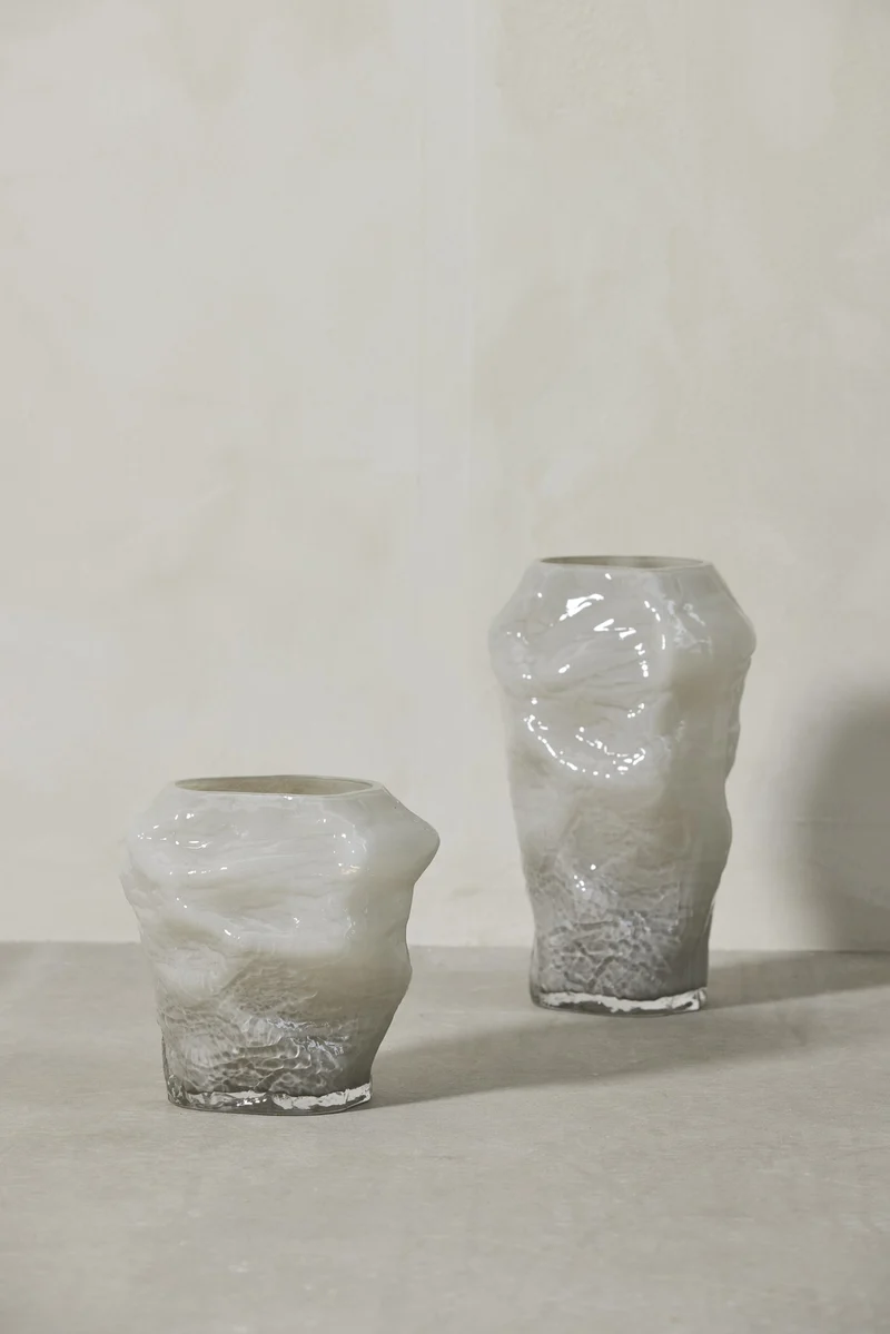 Marinella Vase 30,5 cm. silber grau