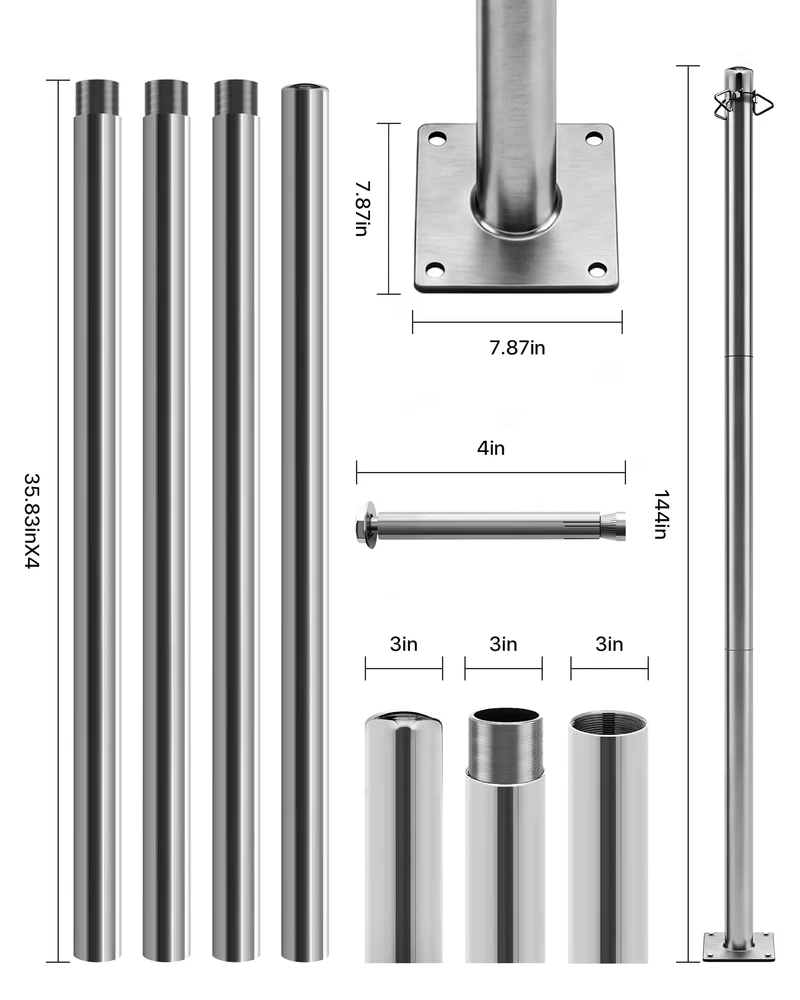 Heavy Duty Stainless Steel Sun Shade Sail Support Pole