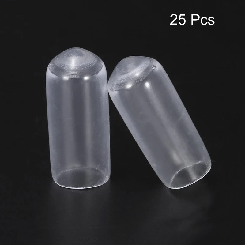 25pcs Rubber End Caps 6mm(1/4") Round End Cap Screw Thread Protectors Clear