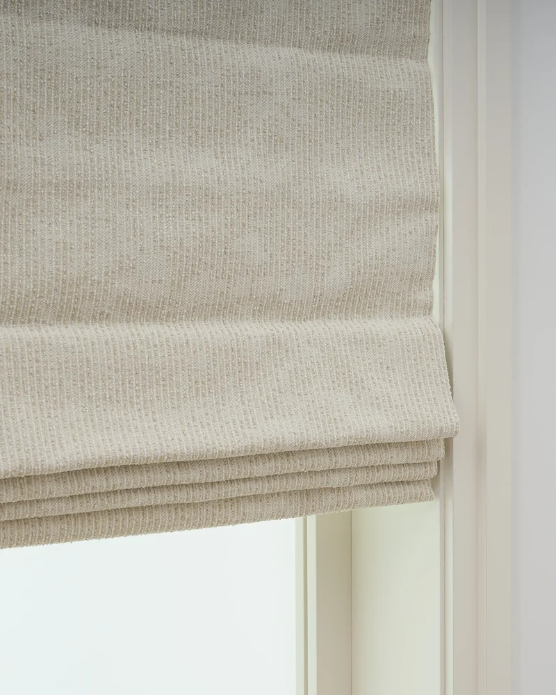 Liwa Flat Fold Linen Blend Striped Cordless Custom Roman Shade