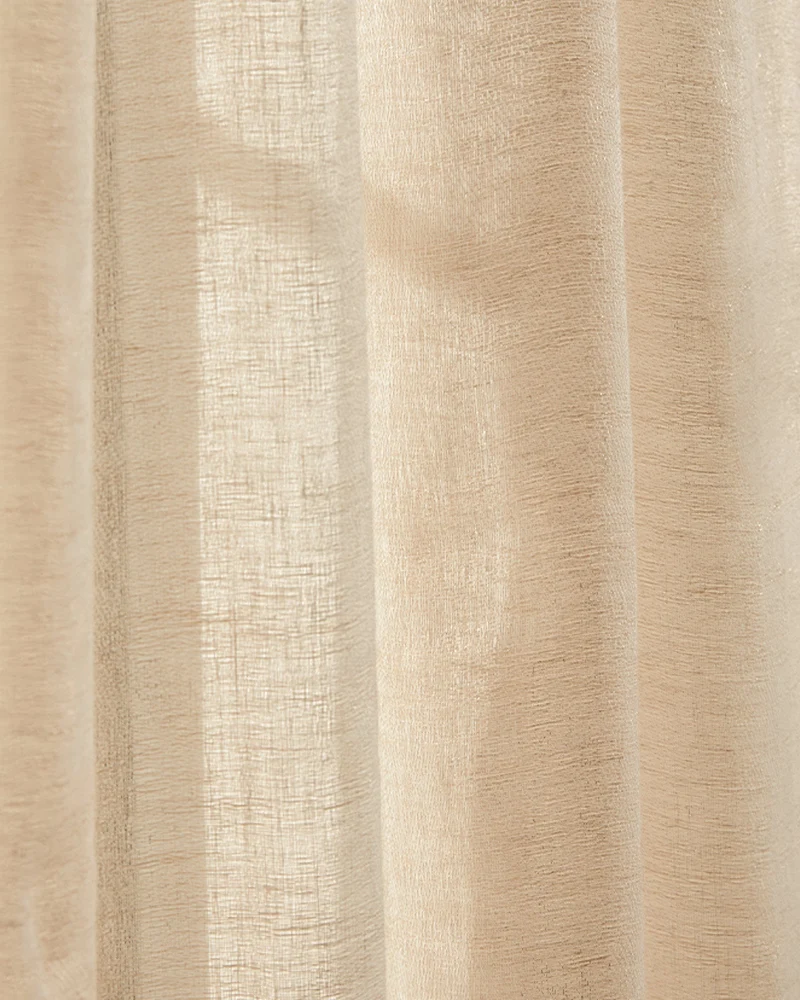 Silhouette 34 × 109 Inch Double French Pinch Pleat Sand Linen Woven Sheer Curtain