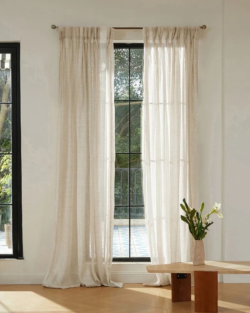 Silhouette Linen Blend Woven Sheer Custom Curtain