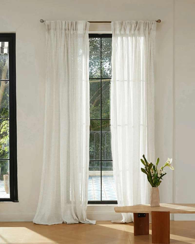 Silhouette Linen Blend Woven Sheer Custom Curtain
