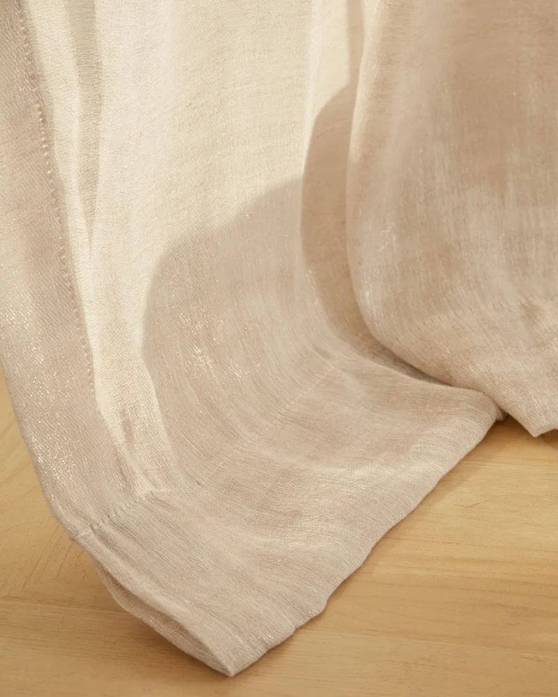 Silhouette 34 × 109 Inch Double French Pinch Pleat Sand Linen Woven Sheer Curtain
