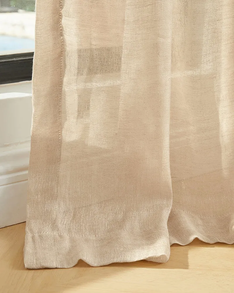 Silhouette 34 × 109 Inch Double French Pinch Pleat Sand Linen Woven Sheer Curtain