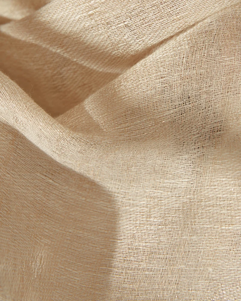 Silhouette 34 × 109 Inch Double French Pinch Pleat Sand Linen Woven Sheer Curtain