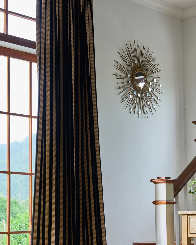 Liam 4 layers Soundproof Thermal Striped Linen Blend Custom Curtain