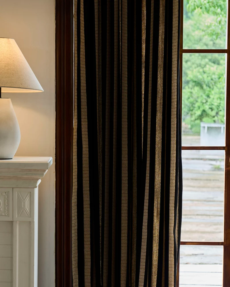 Liam 4 layers Soundproof Thermal Striped Linen Blend Custom Curtain