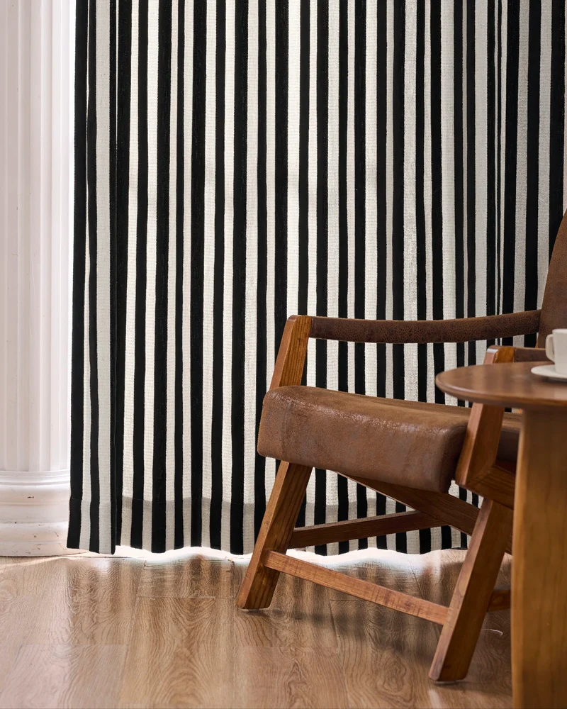 Liam 4 layers Soundproof Thermal Striped Linen Blend Custom Curtain