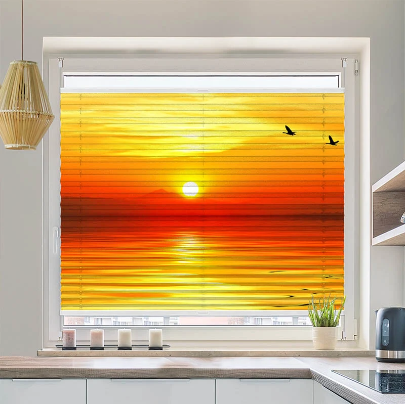 Wabenplissee Motiv "Sonnenuntergang Meer"