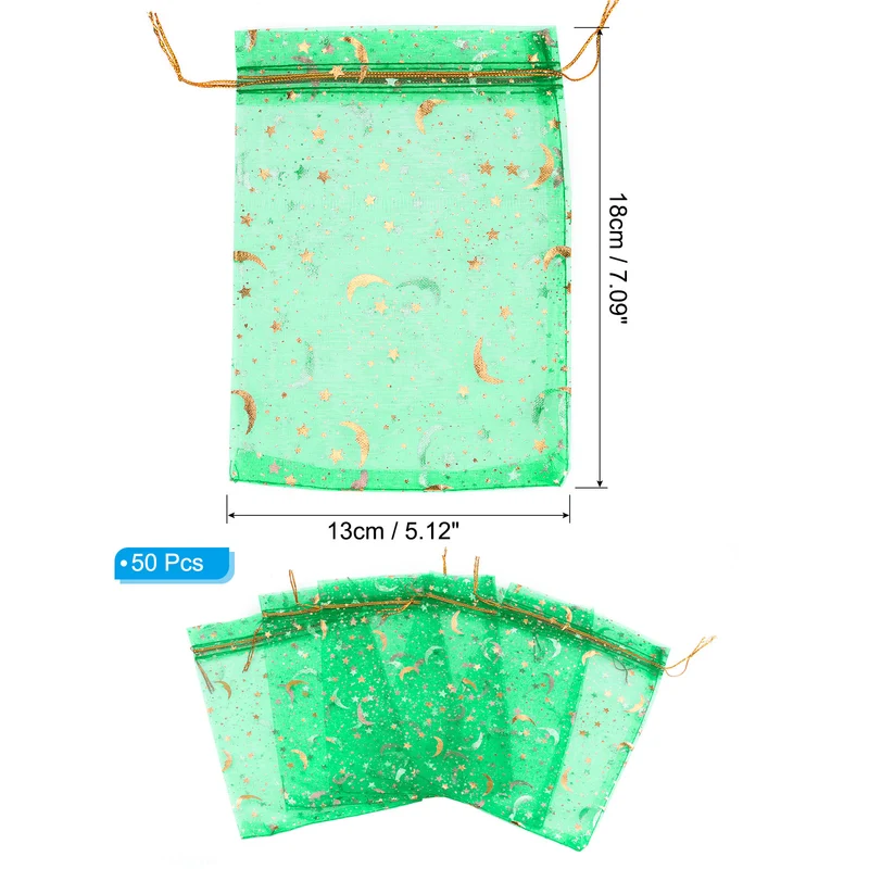 Moon Star Printed Organza Bag, Mini Pouches,