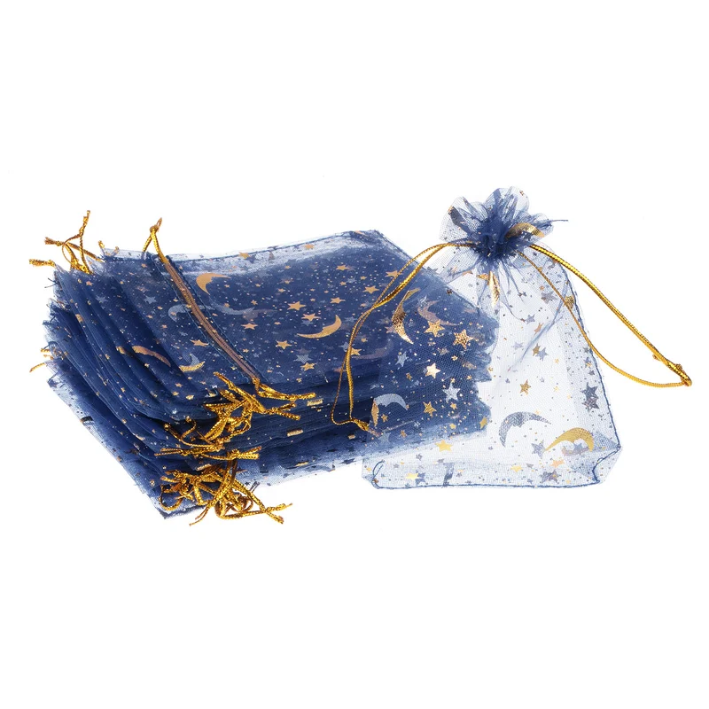 Moon Star Printed Organza Bag, Mini Pouches,