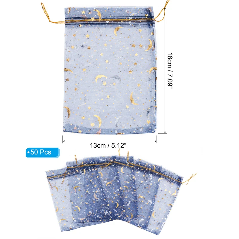 Moon Star Printed Organza Bag, Mini Pouches,