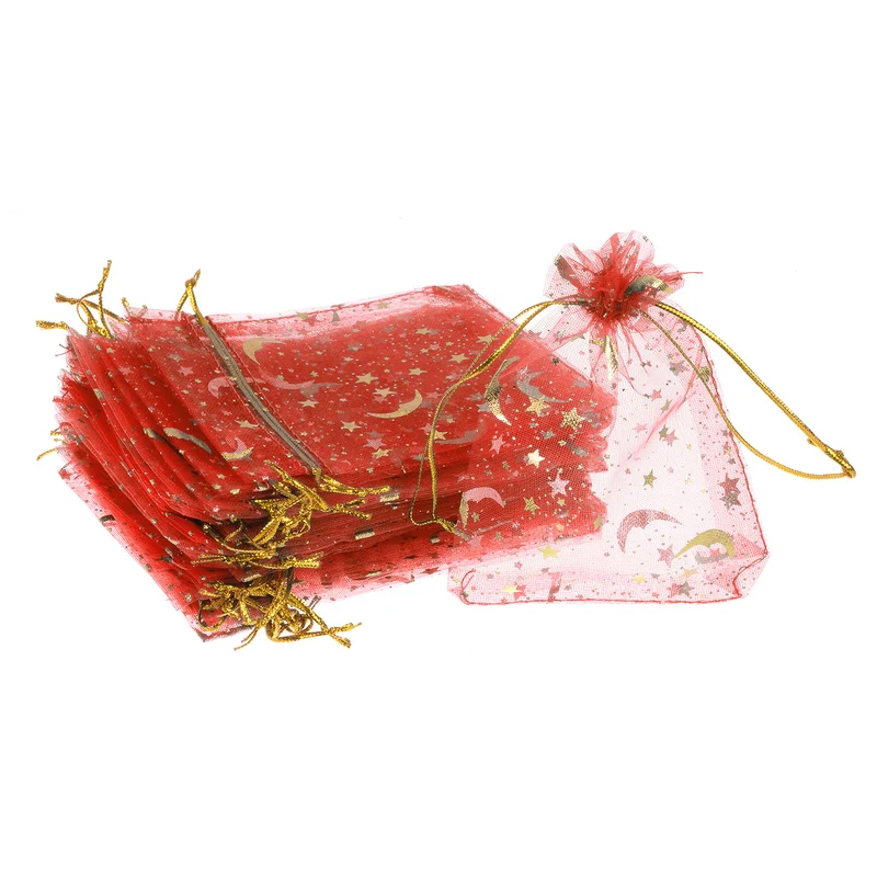 Moon Star Printed Organza Bag, Mini Pouches,