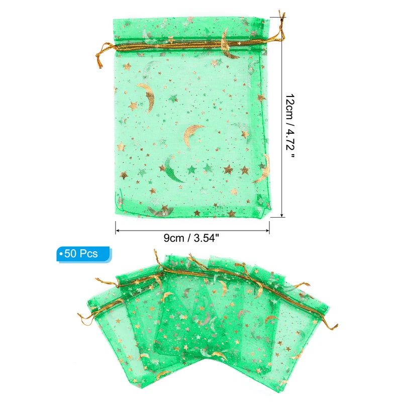 Moon Star Printed Organza Bag, Mini Pouches,