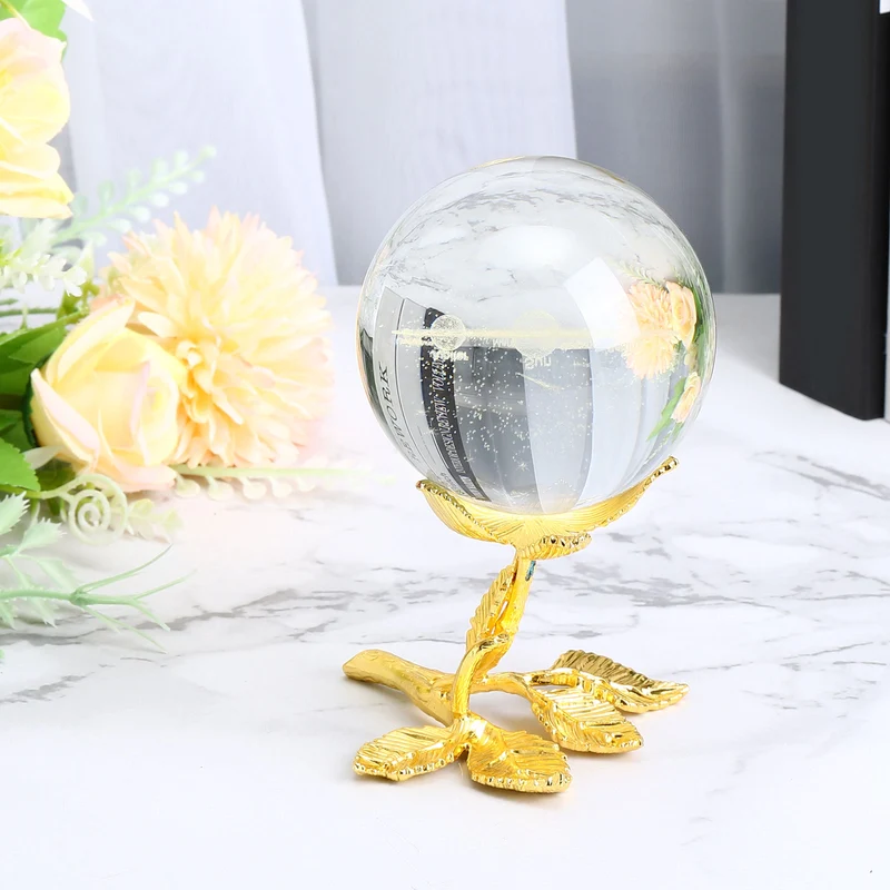 Crystal Ball Stand Sphere Display Stand for 50 to 80mm Balls Rose Shape, Golden