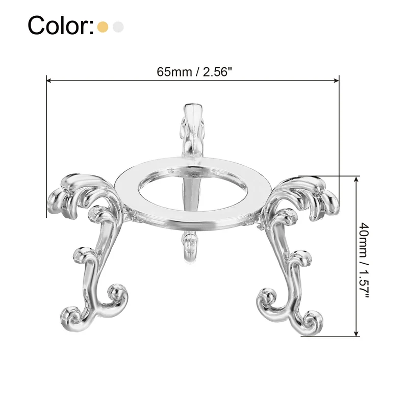 Crystal Ball Stand 2pcs Sphere Display Stand for 40 to 60mm Balls, Golden Silver