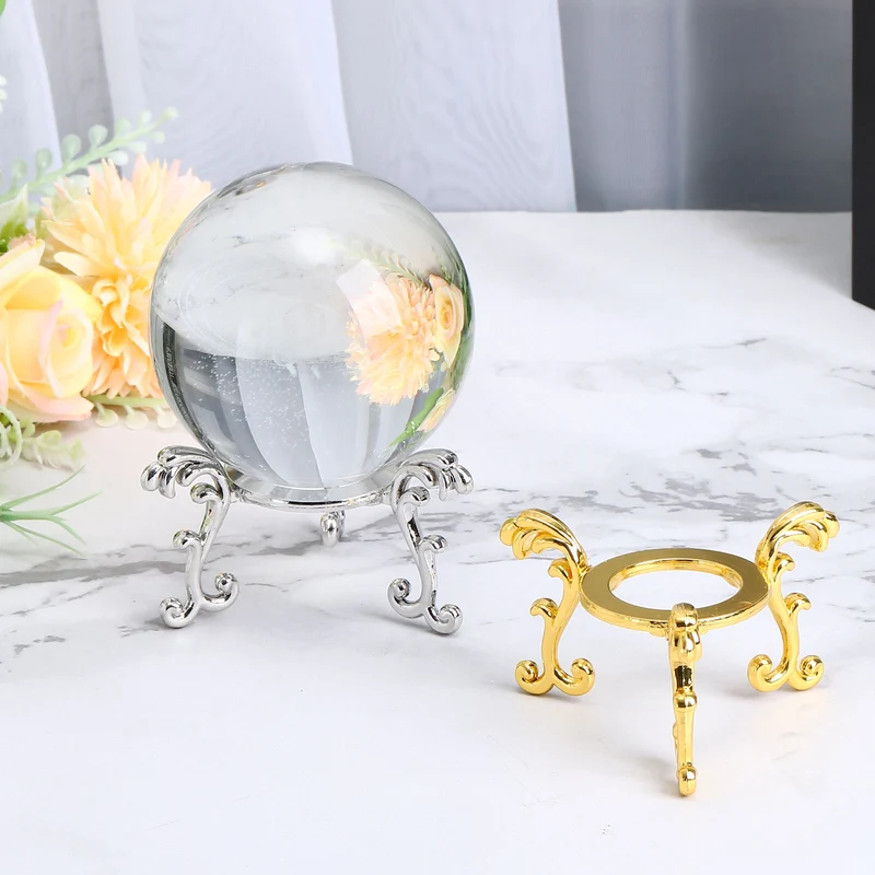 Crystal Ball Stand 2pcs Sphere Display Stand for 40 to 60mm Balls, Golden Silver
