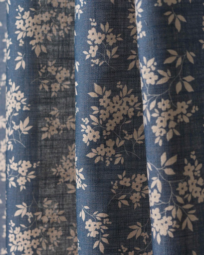 Haven Linen Blend Floral Patterned Custom Curtain