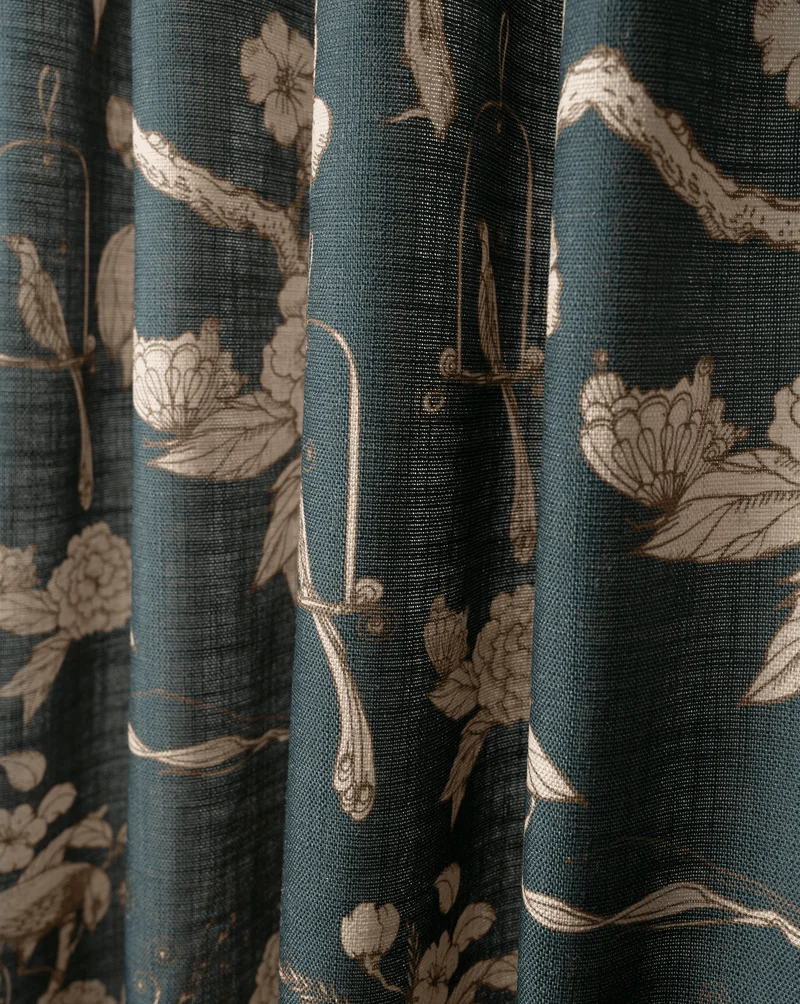 Seeker Linen Blend Floral Patterned Fabric Swatches