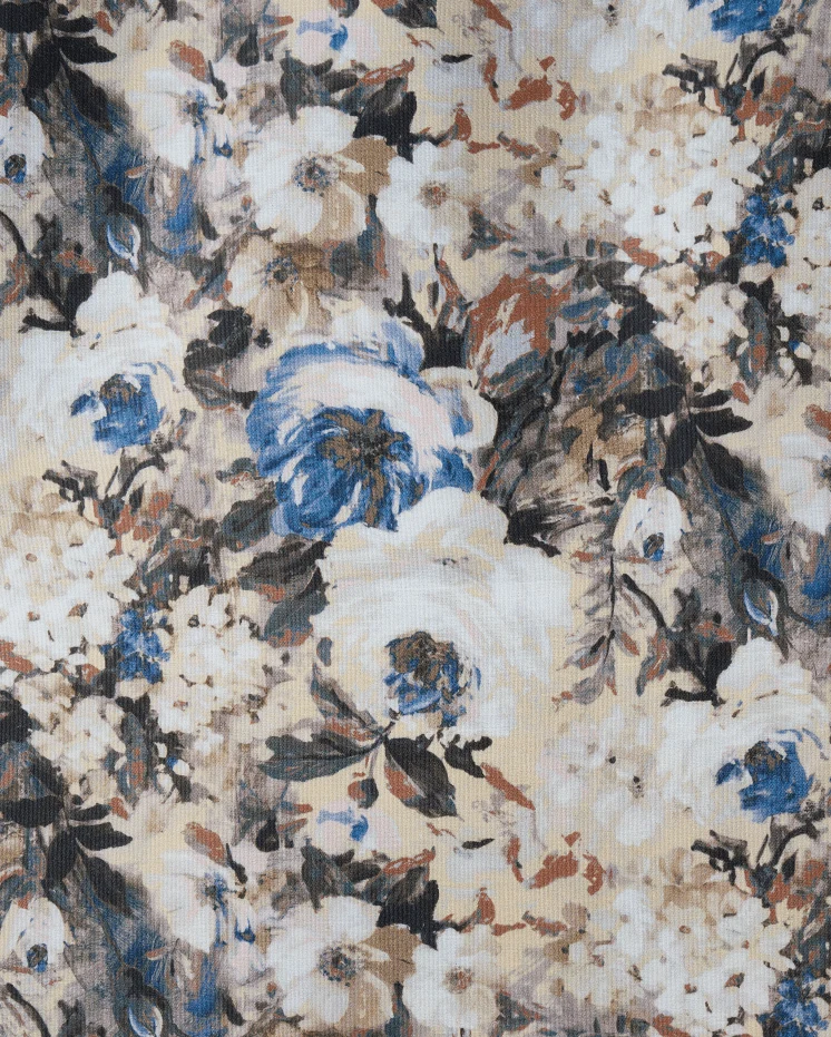 Canvas Velvet Floral Flat Fold Cordless Custom Roman Shade