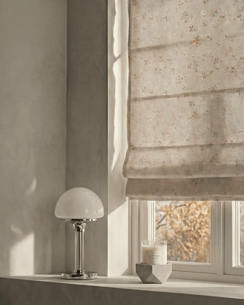 Whisper Flat Fold Floral Cordless Custom Roman Shade