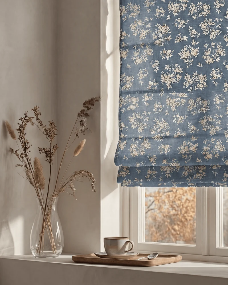 Haven Flat Fold Floral Cordless Custom Roman Shade