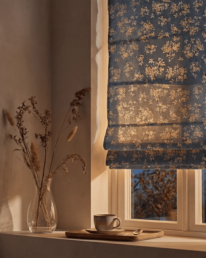 Haven Flat Fold Floral Cordless Custom Roman Shade