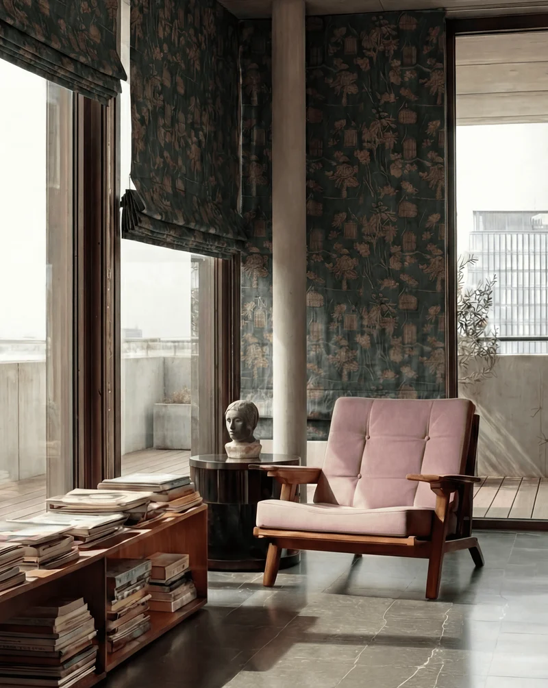 Seeker Flat Fold Floral Cordless Custom Roman Shade