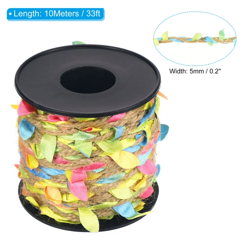 Burlap Leaf Ribbon Artificial Vine Natural Jute Rope Twine with Leaves Decoration for Jungle Wedding Party Home Garden Decor
