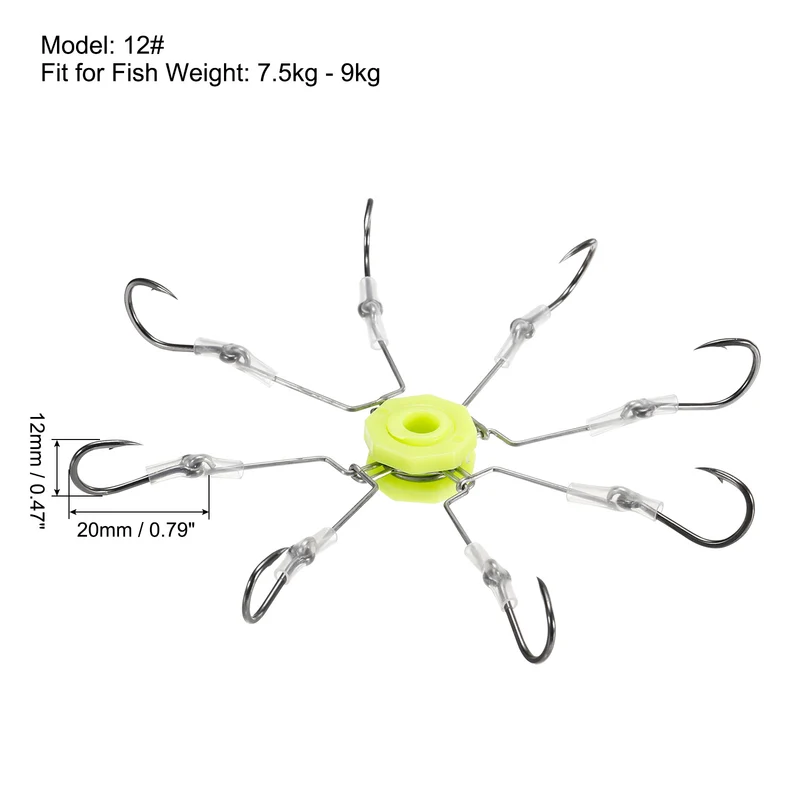 1 Pack/4Pcs 6# Fishing Flap Explosion String Hook w Hose 8 Carbon Steel Hooks