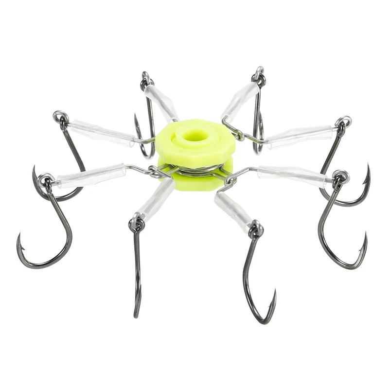 1 Pack/4Pcs 6# Fishing Flap Explosion String Hook w Hose 8 Carbon Steel Hooks
