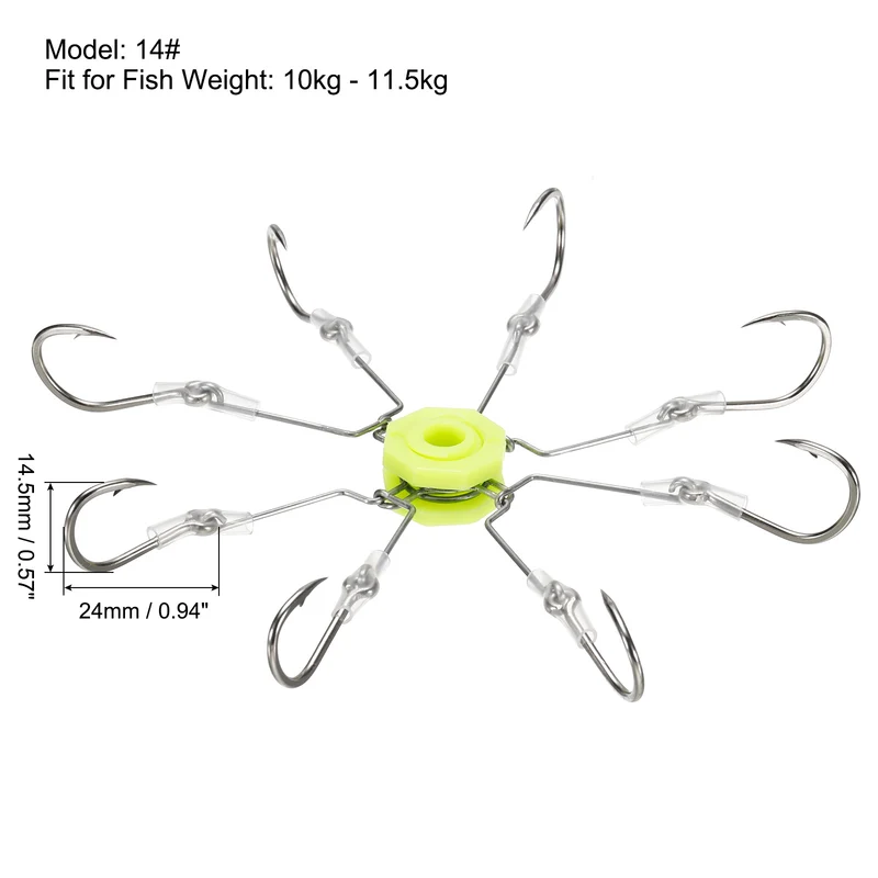 1 Pack/4Pcs 6# Fishing Flap Explosion String Hook w Hose 8 Carbon Steel Hooks