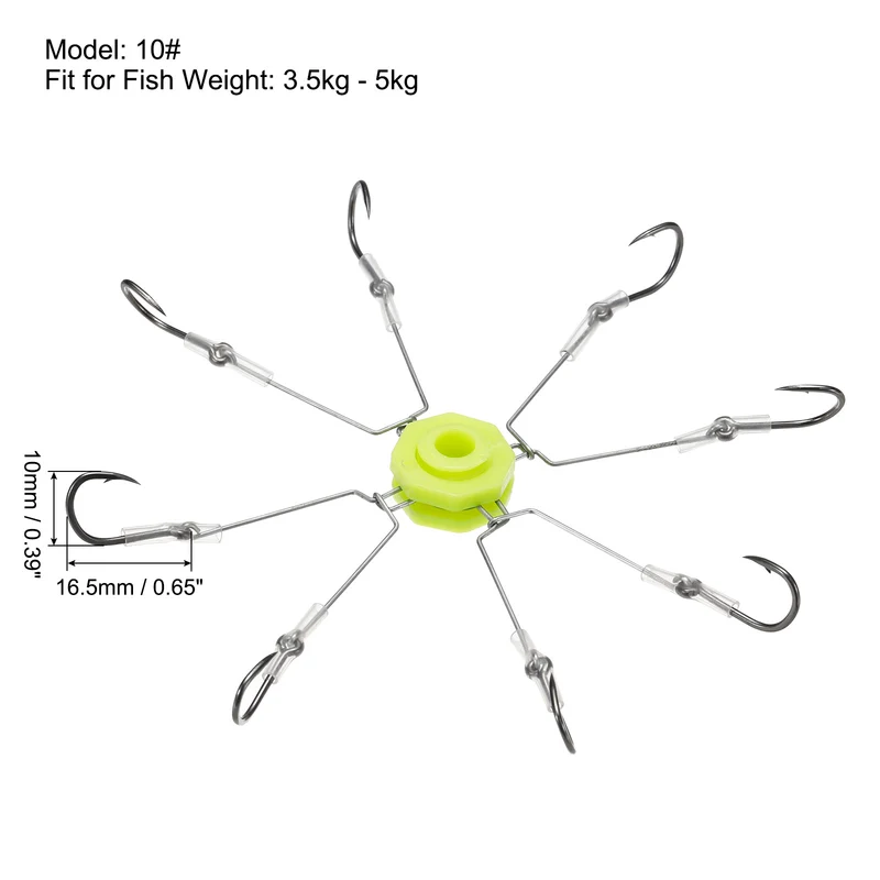 1 Pack/4Pcs 6# Fishing Flap Explosion String Hook w Hose 8 Carbon Steel Hooks