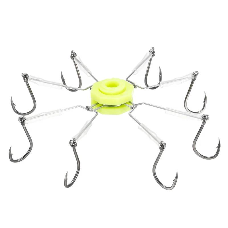 1 Pack/4Pcs 6# Fishing Flap Explosion String Hook w Hose 8 Carbon Steel Hooks