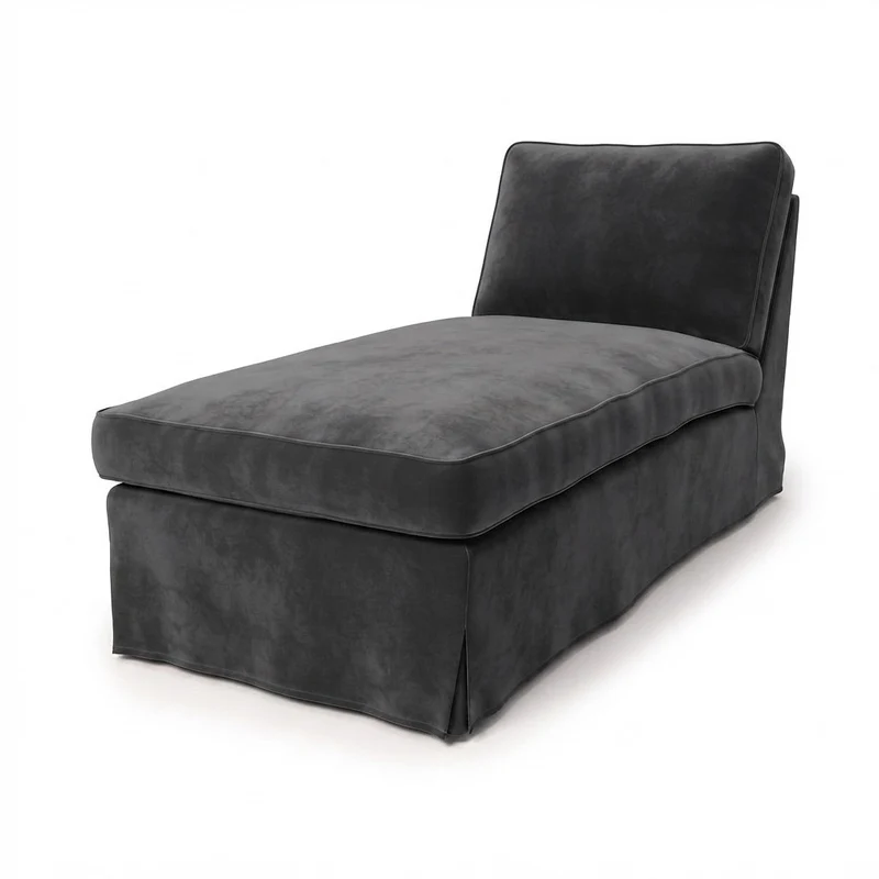 Ektorp Chaise Longue Hoes - Fluweel Metaalgrijs #18
