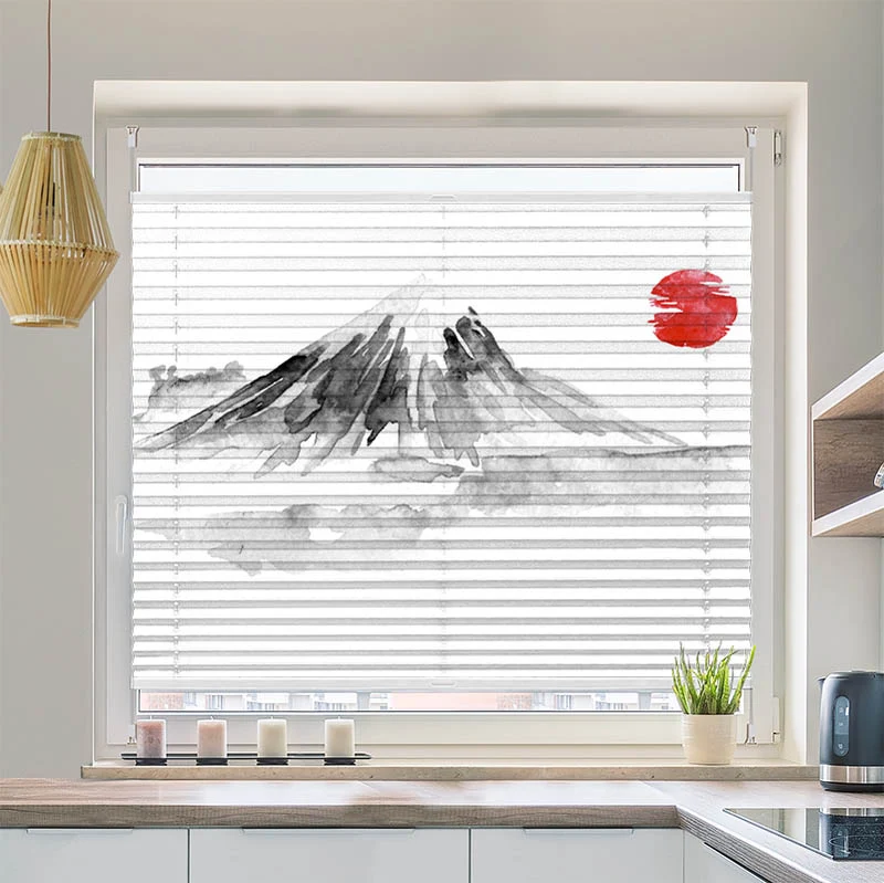 Wabenplissee Motiv "Fujiyama Zeichnung Asiatisch"