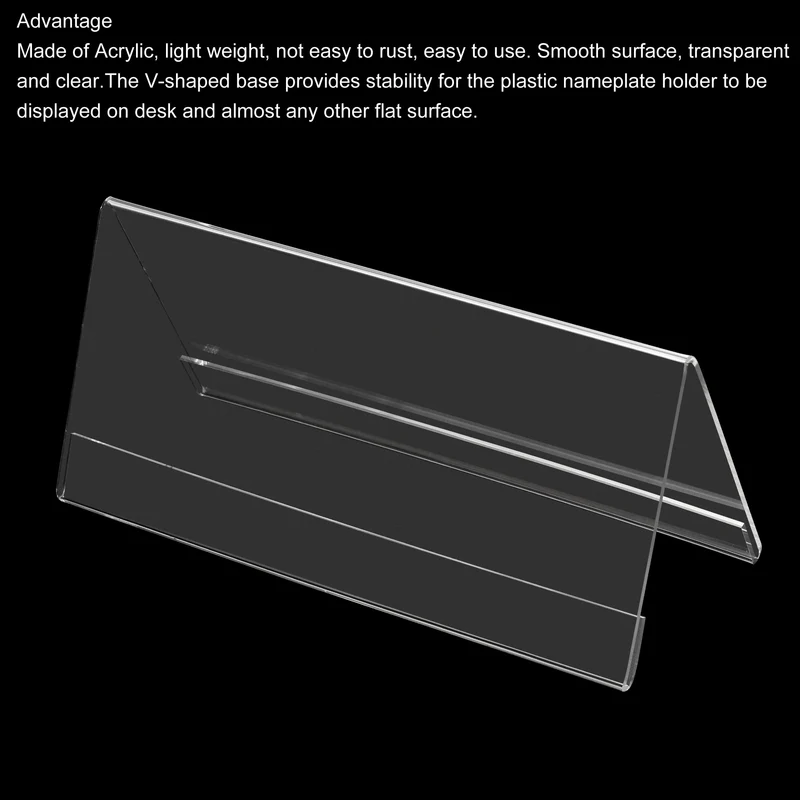 Acrylic Desk Nameplate Holders, Transparent Name Tent Holder