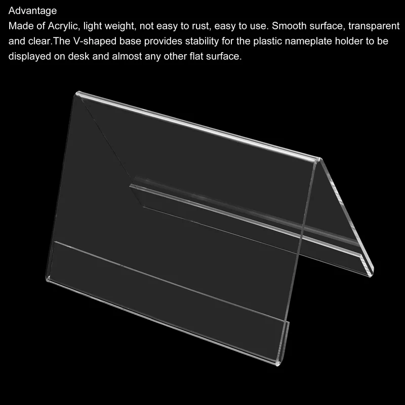 Acrylic Desk Nameplate Holders, Transparent Name Tent Holder