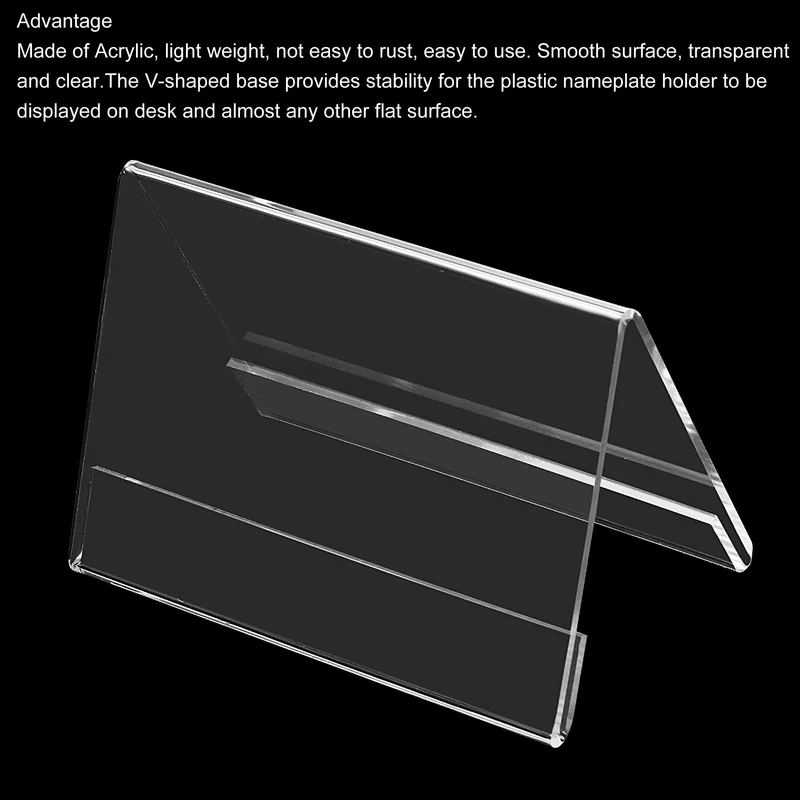 Acrylic Desk Nameplate Holders, Transparent Name Tent Holder