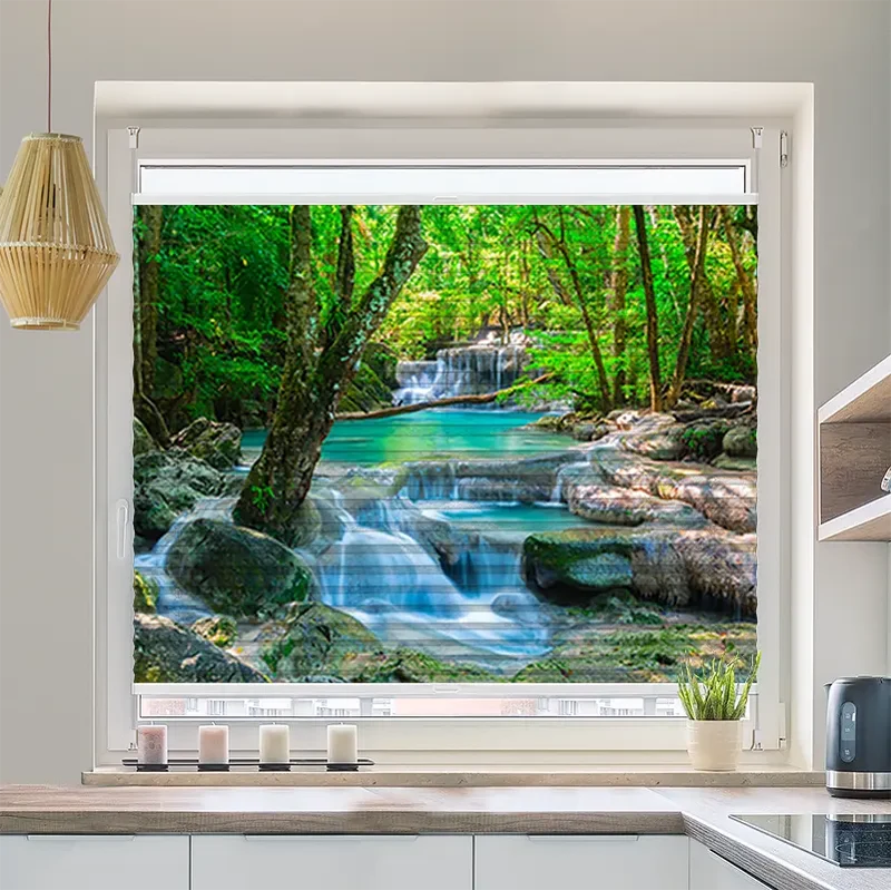 Wabenplissee Motiv "Wasserfall im Wald in Thailand"