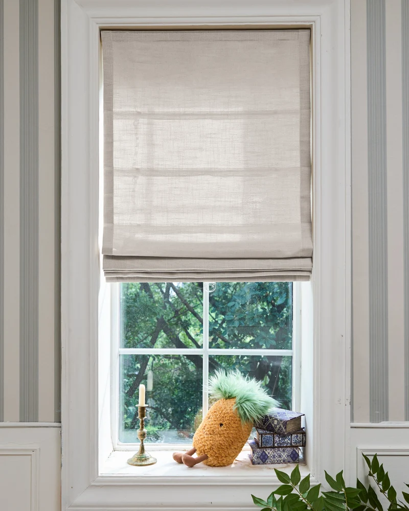 Cassie Flat Fold Linen Blend Cordless Custom Roman Shade