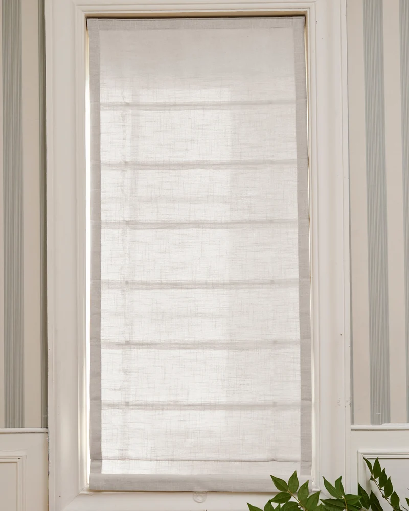 Cassie Flat Fold Linen Blend Cordless Custom Roman Shade