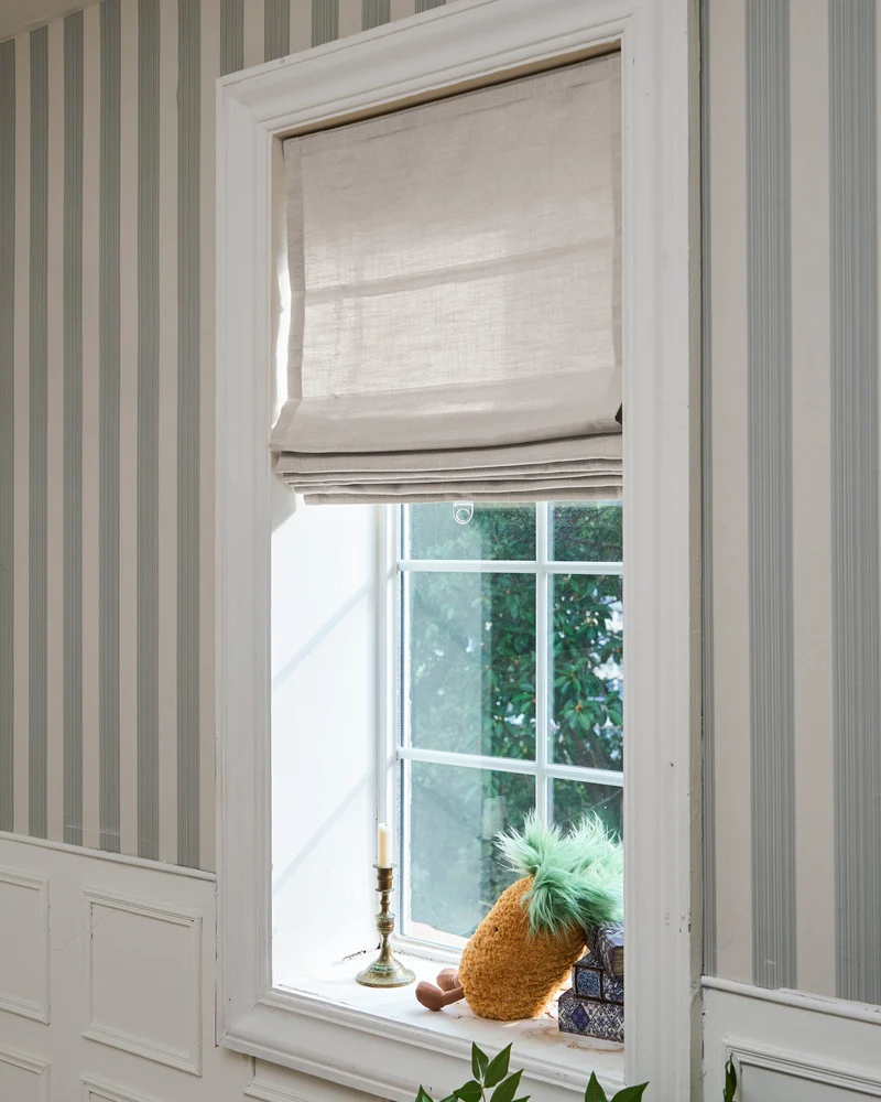 Cassie Flat Fold Linen Blend Cordless Custom Roman Shade