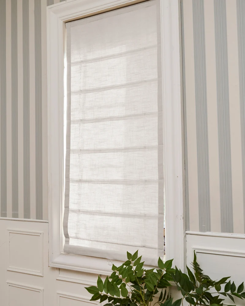 Cassie Flat Fold Linen Blend Cordless Custom Roman Shade