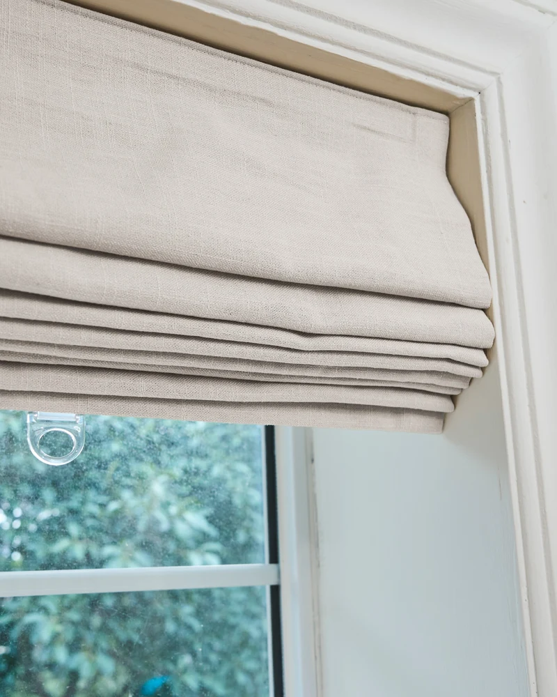 Cassie Flat Fold Linen Blend Cordless Custom Roman Shade